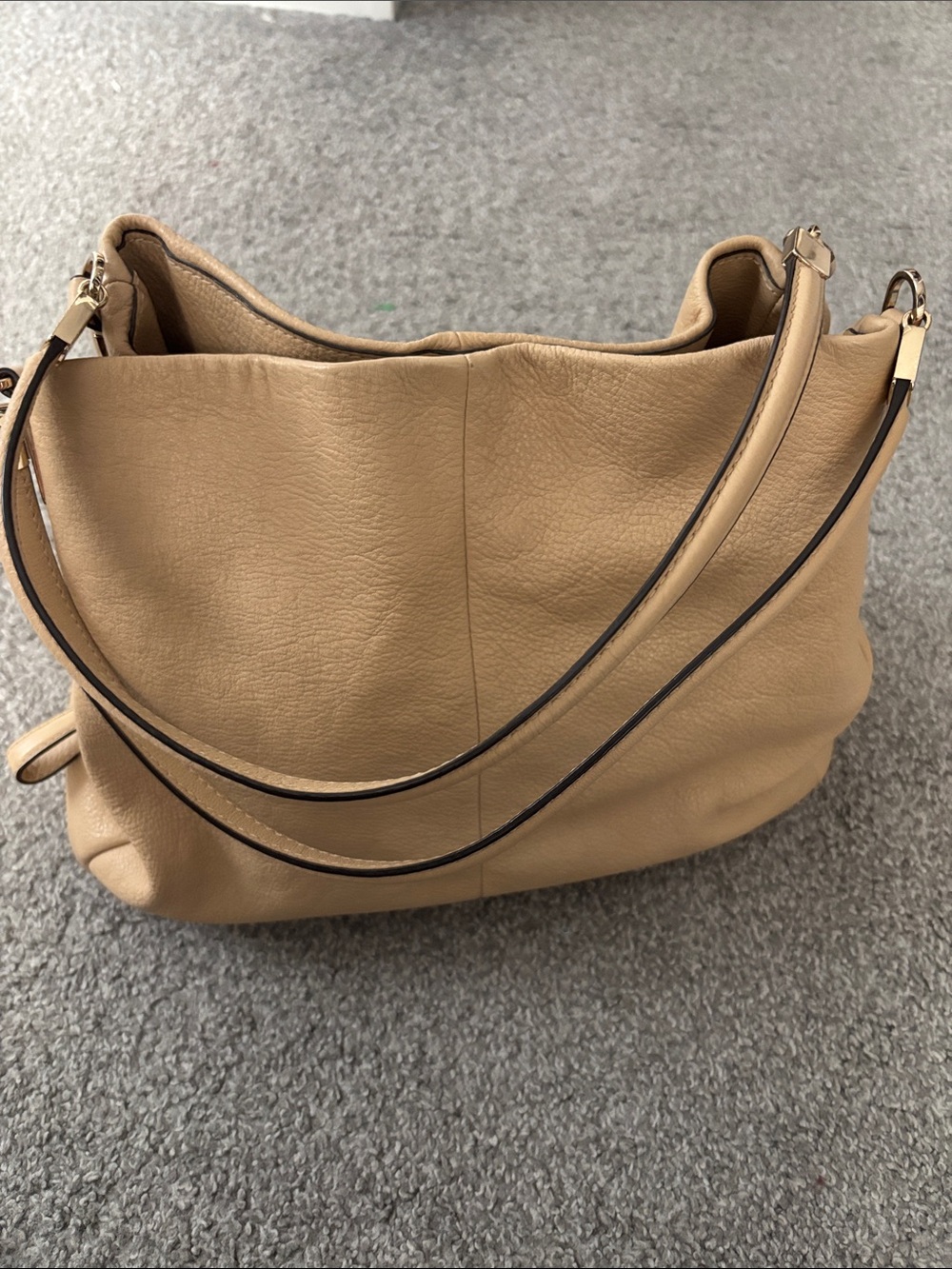 Coach Pebbled Leather Hobo Bag in Warm Beige